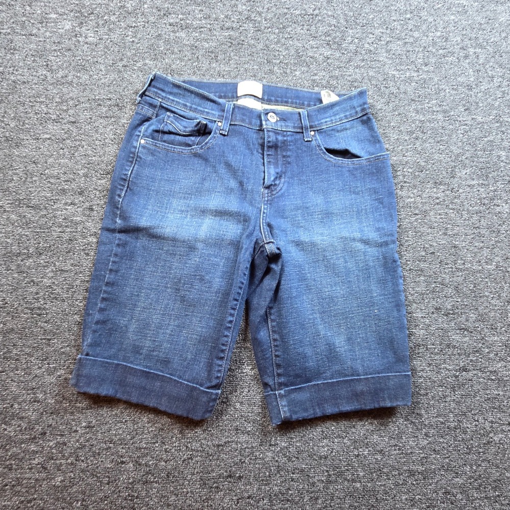 Levis Denim Shorts Women Size 4 Blue Studded‎ Cuffed Bermuda Casual Classic
